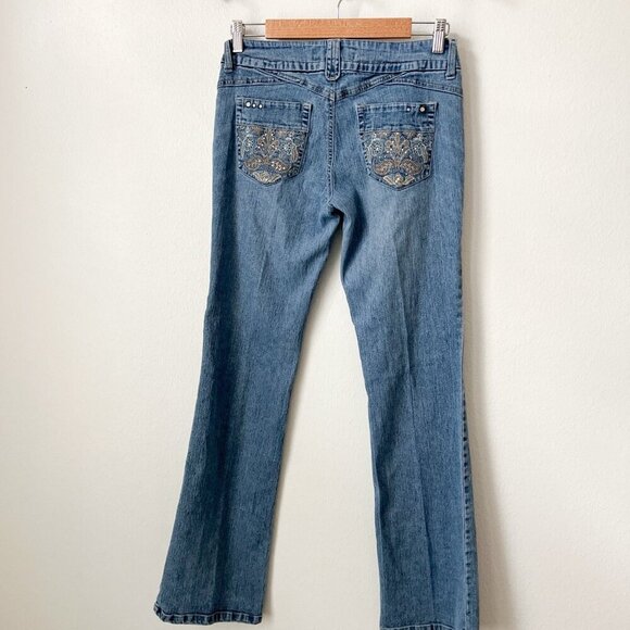 Vtg y2k Jolt low rise jeans embellished pockets *FLAW* bootcut stretch 30" waist - Picture 2 of 8